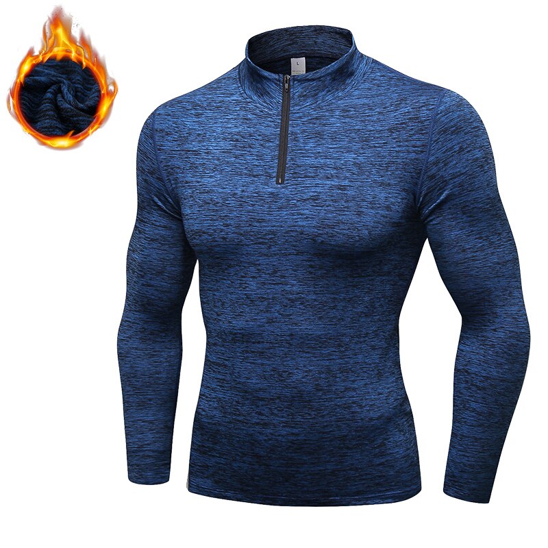Lovmove Plus Velvet Zipper Base Long Sleeve Spandex Top for Men