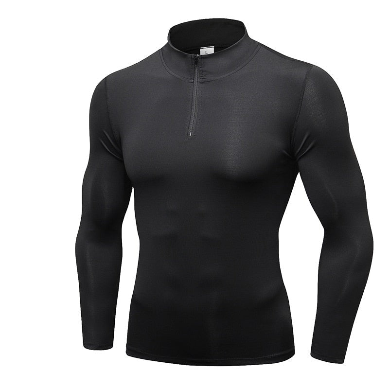 Lovmove Plus Velvet Zipper Base Long Sleeve Spandex Top for Men