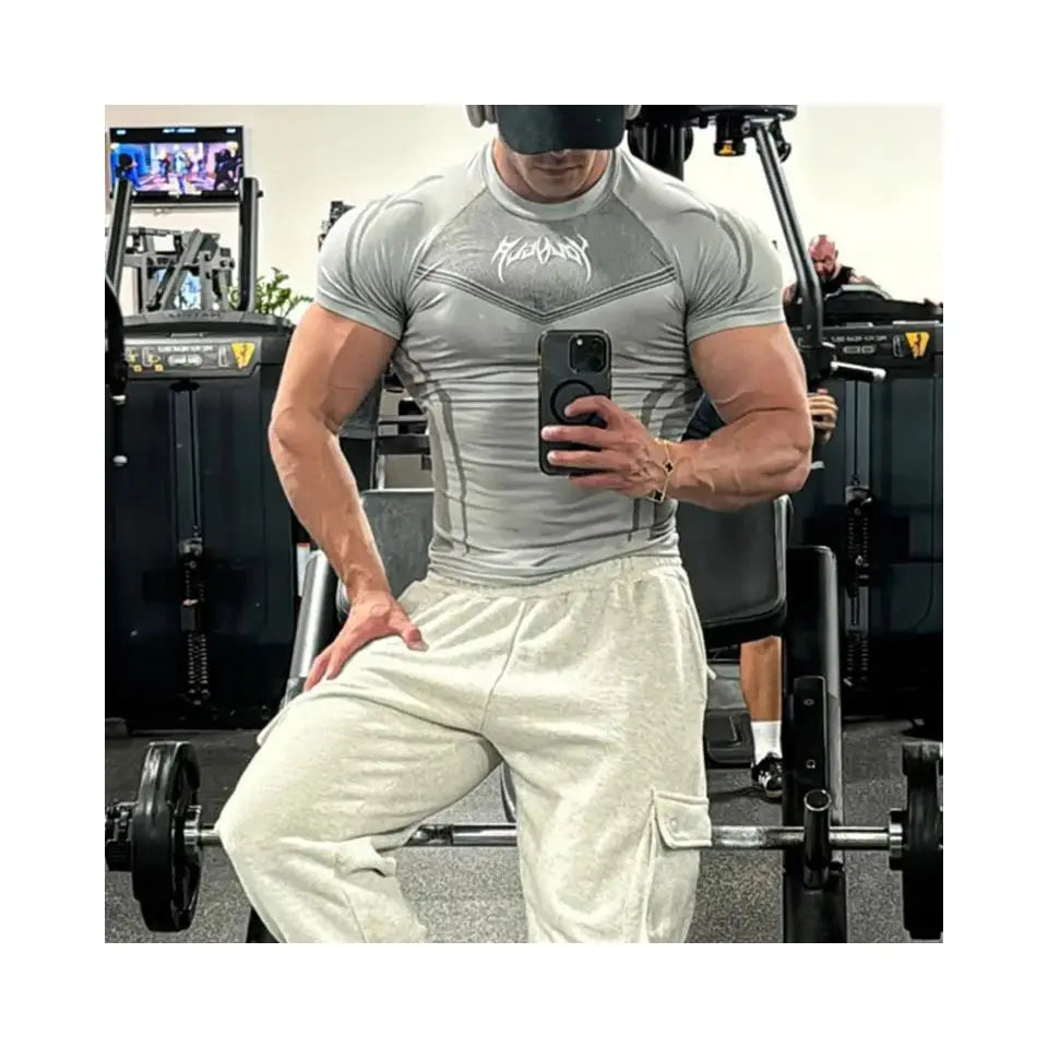 2025 YOUNGAL New Men's Fitness T-shirts clothing sports Tshirt tights high elastic training short sleeve fitness man clothing