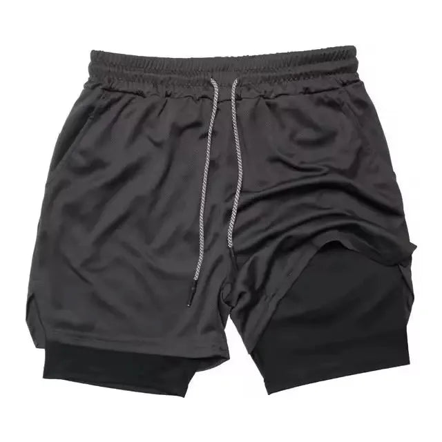 2025New Men Running Shorts Gym Sports Shorts 2 In 1 Quick Dry Workout Training Gym Fitness Jogging Short Pants Summer Men Shorts