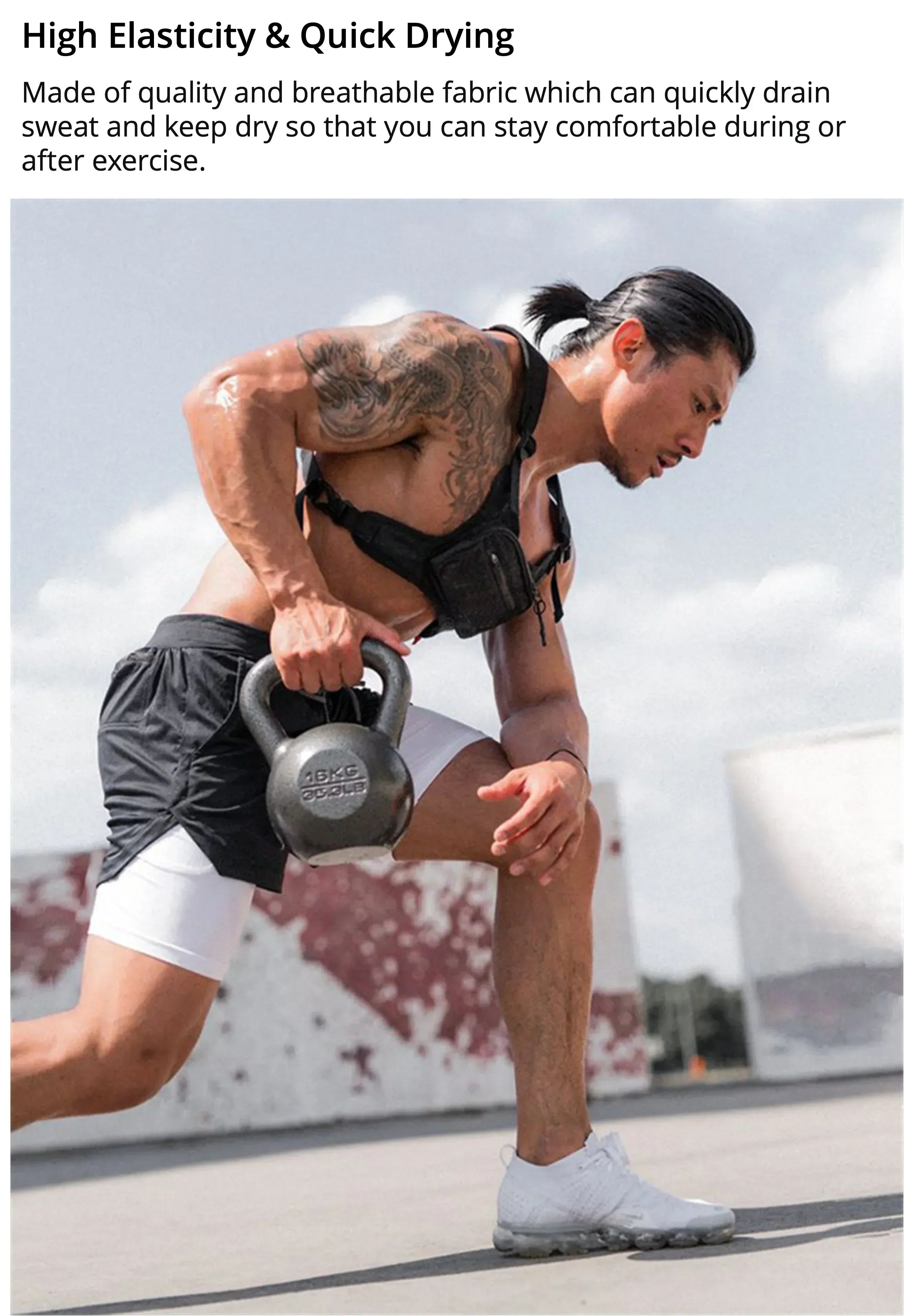 2025New Men Running Shorts Gym Sports Shorts 2 In 1 Quick Dry Workout Training Gym Fitness Jogging Short Pants Summer Men Shorts