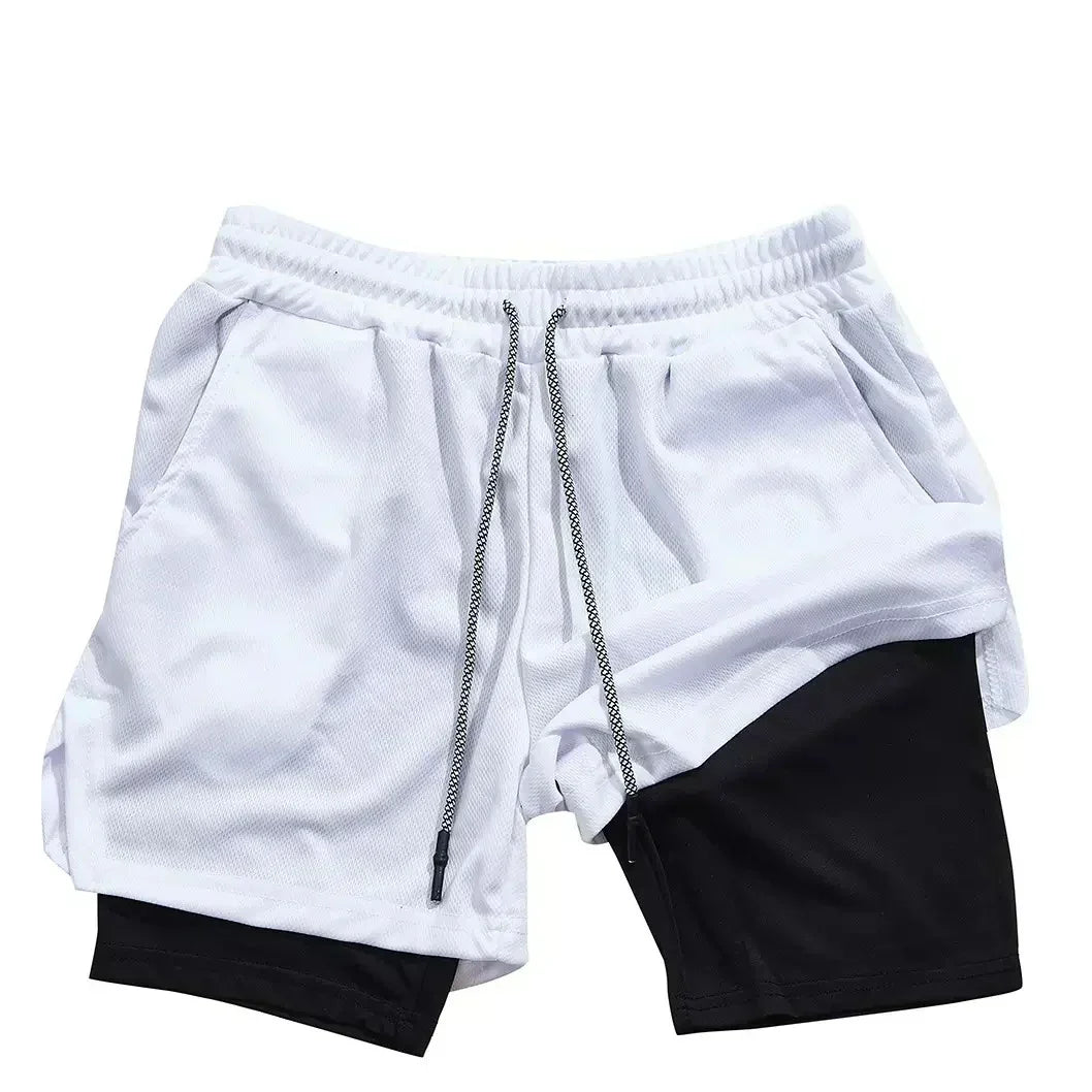 2025New Men Running Shorts Gym Sports Shorts 2 In 1 Quick Dry Workout Training Gym Fitness Jogging Short Pants Summer Men Shorts