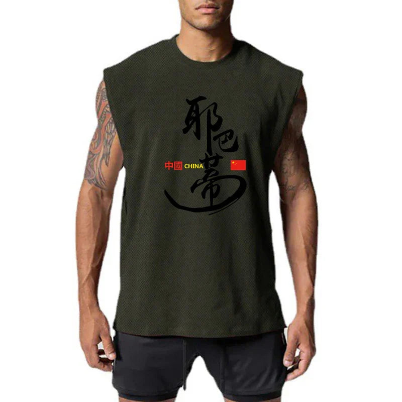 Mens Bodybuilding Clothing Fashion Gym Brand Quick Dry Vest Mesh Fitness