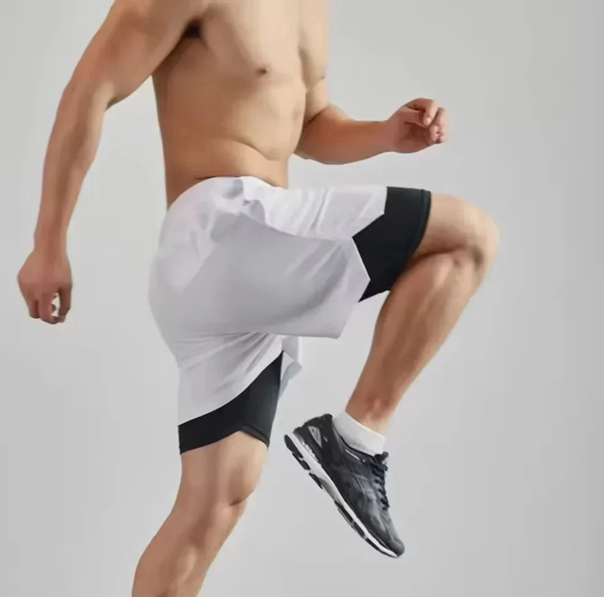 2025New Men Running Shorts Gym Sports Shorts 2 In 1 Quick Dry Workout Training Gym Fitness Jogging Short Pants Summer Men Shorts