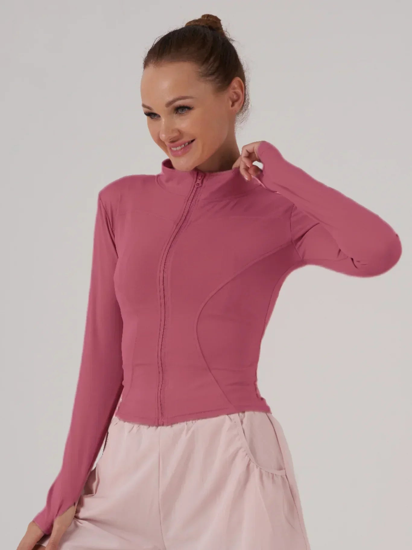 Fitfemme Sports Jacket Women Zip Fitness Yoga Shirt Winter Warm Gym Top Activewear Running Coats Workout Clothes For Cycling