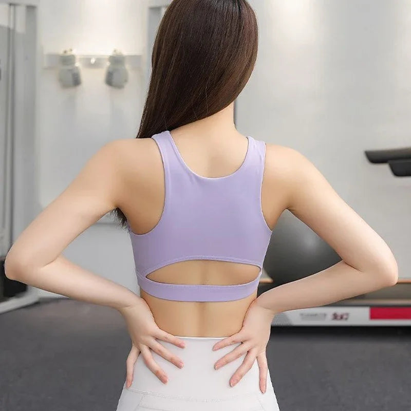 Fitness Sports Bra Gym Woman Sexy Hollow Push Up High Impact Shockproof Underwear Naked Crop Top Mujer Workout Women'S Yoga Bra